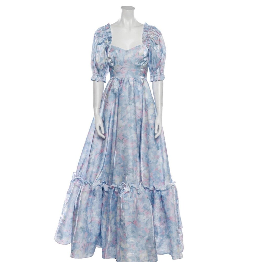Selkie The Monet Ritz Gown Pink Blue Maxi Long Dress Puff Sleeve Size 2X